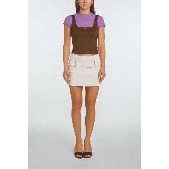 OLIVIA LATINOVICH COLORBLOCK BABY TEE MULTI - S - Brown - Picture 5 of 5